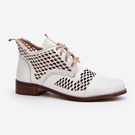 Zazoo 2704 áttört bőrcsizma, fehér 1