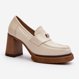 Zazoo 20169 bézs bőr magassarkú cipő 1