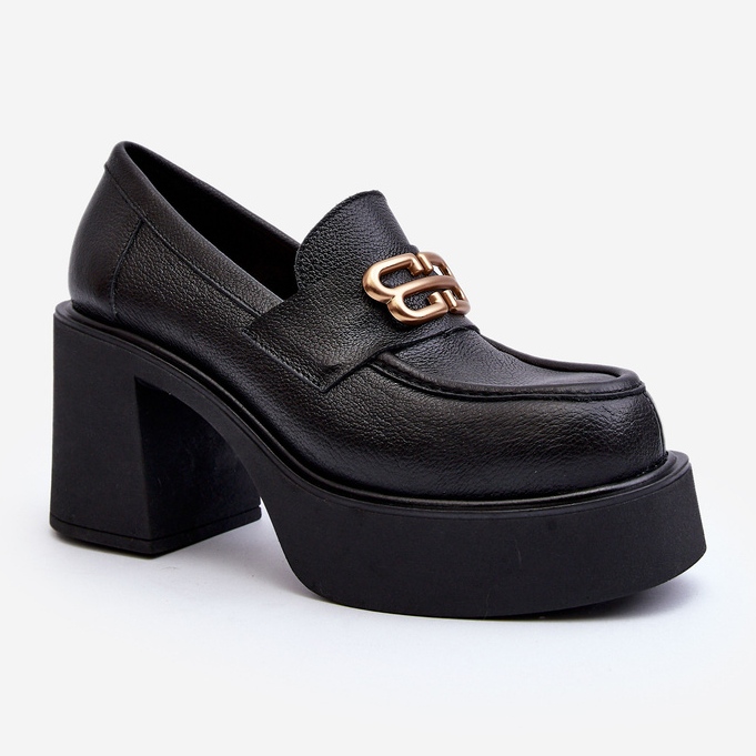 Zazoo 20170 magassarkú női bőrcipő, fekete 2