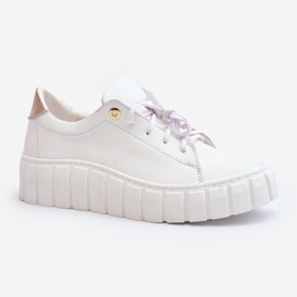 Zazoo 2919 női bőrcipő vastag talppal, fehér 1