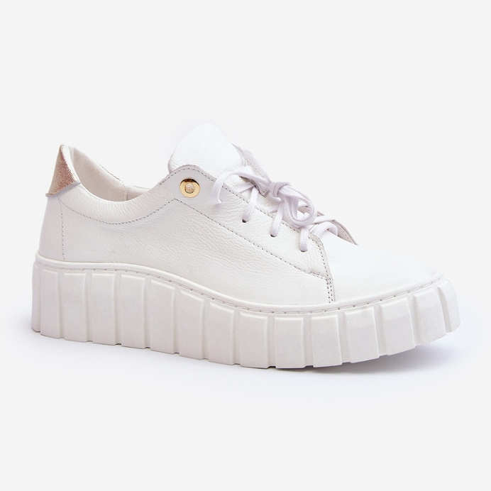 Zazoo 2919 női bőrcipő vastag talppal, fehér 1