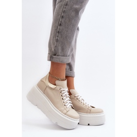 Zazoo 10165 női sportcipő masszív platformon, bézs 1