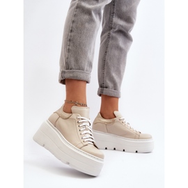 Zazoo 10165 női sportcipő masszív platformon, bézs 2