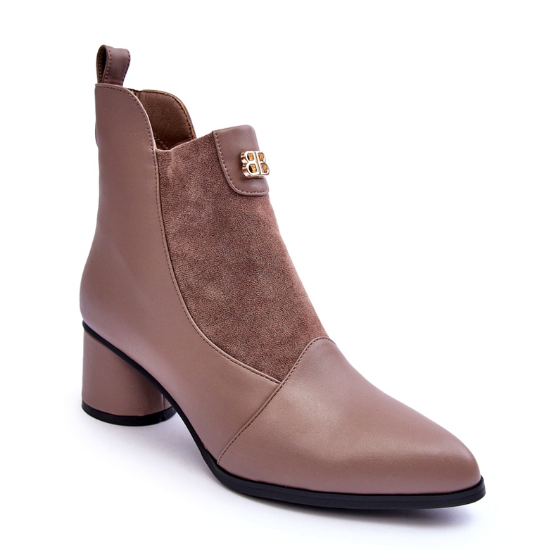 S.Barski Bőr magas sarkú cipő bézs 1