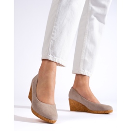 Sötétbézs ékpumpák 1