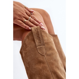 Zazoo 3427 női velúr cowboy csizma, bézs 2