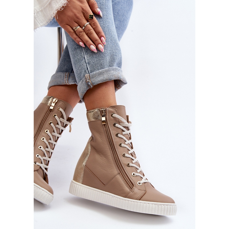 Zazoo 3081 női bőr cipők, bézs 1