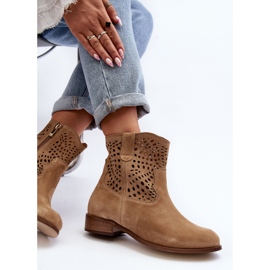 Lewski Shoes Női áttört bokacsizma Lewski cipő 3301/2 bézs 1