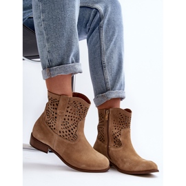 Lewski Shoes Női áttört bokacsizma Lewski cipő 3301/2 bézs 2