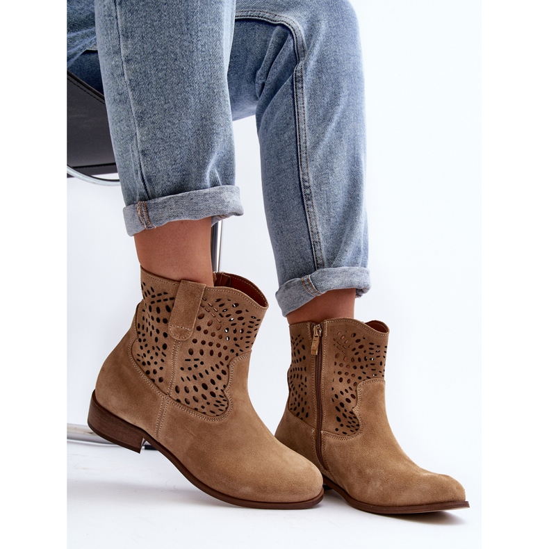 Lewski Shoes Női áttört bokacsizma Lewski cipő 3301/2 bézs 2