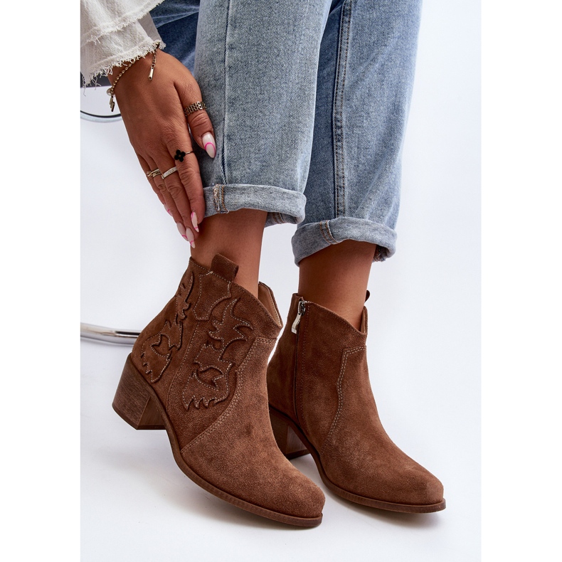 Zazoo 3426 női velúr cowboy csizma, barna 1