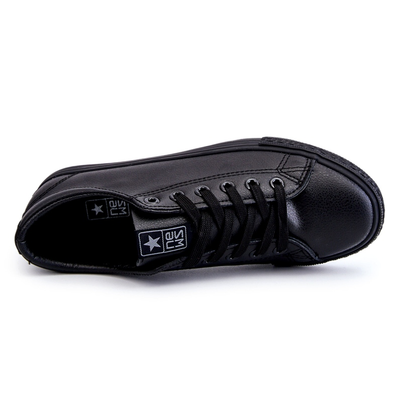 News Női bőr kötött klasszikus fekete cipők 1