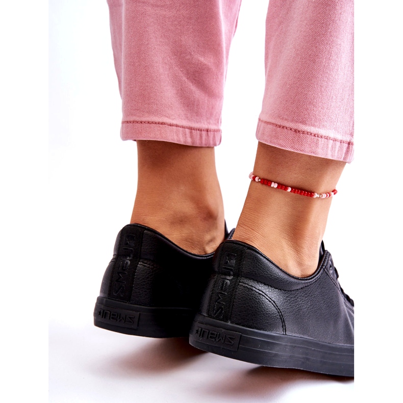 News Női bőr kötött klasszikus fekete cipők 4