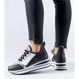 Fekete csillogó tornacipő a Marce platformon 1