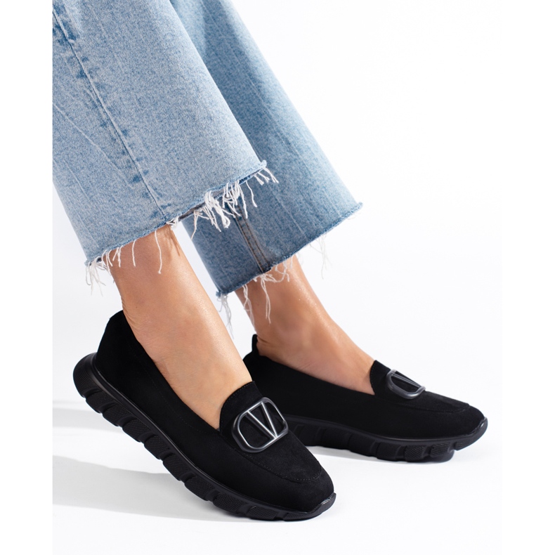 Női velúr platformcipők Vinceza fekete 1