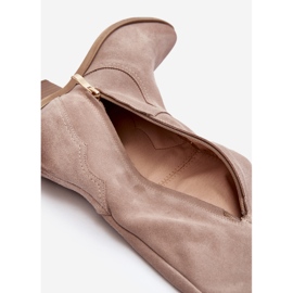 Zazoo 3427 női velúr cappuccino cowboy csizma bézs 2