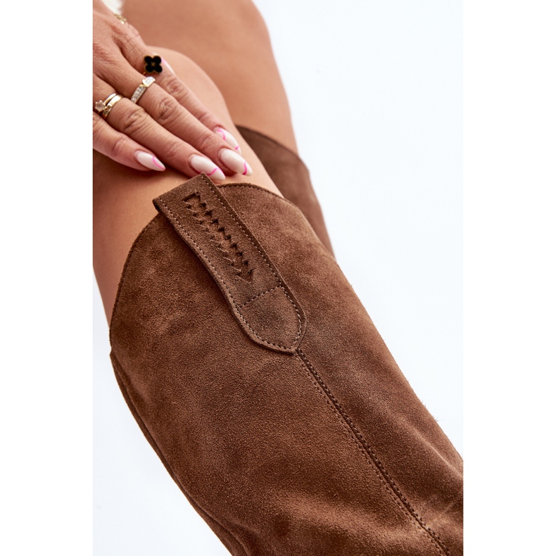 Zazoo 3427 női velúr cowboy csizma, barna 1