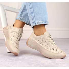 Női áttört bőrcipő, bézs, Sergio Leone SP013 1