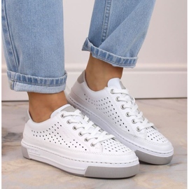 Rieker W RKR642 fehér áttört bőr cipő 2