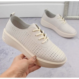 Sergio Leone W SK431 bézs bőr áttört cipő 1