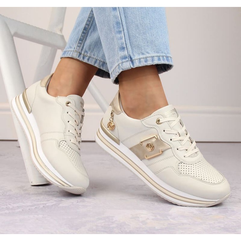 Rieker Remonte W RKR643 bézs bőr cipő 2