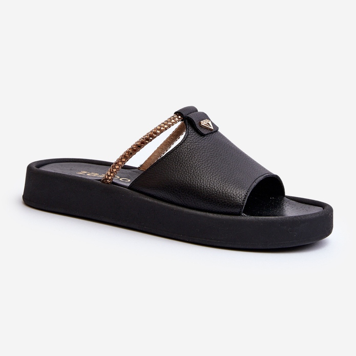 Zazoo 2896 női bőr papucs, fekete 1