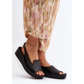 Zazoo 2893 női bőr szandál vastag talppal, fekete 2