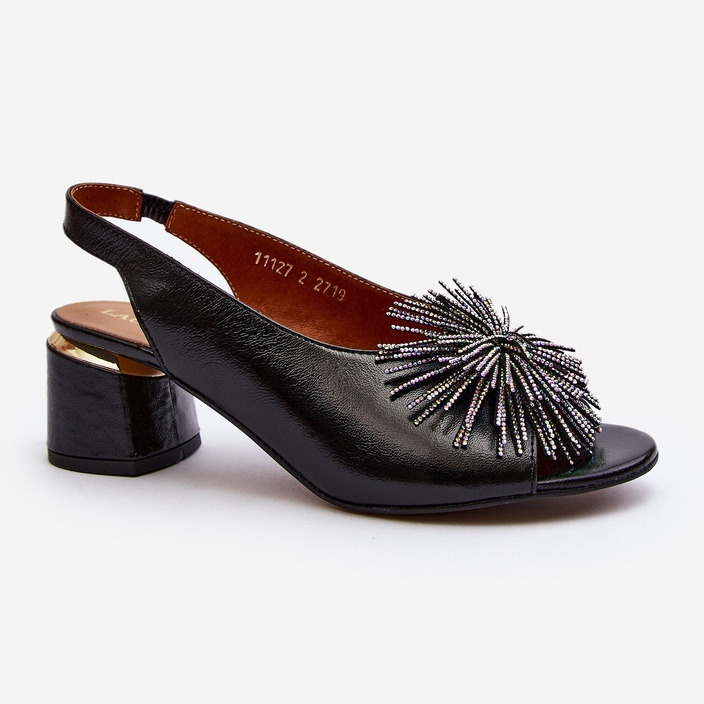 Bőr szandál díszítéssel Laura Messi 2719 fekete 2