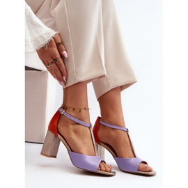 Bőr szandál magas sarkon Laura Messi 2759 lila ibolya 1
