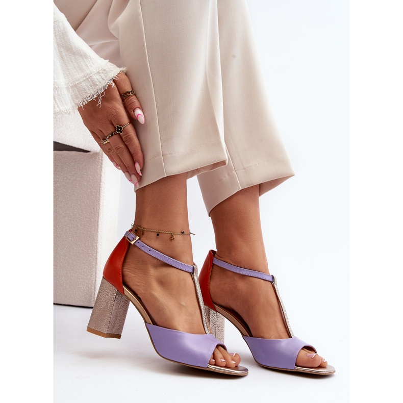 Bőr szandál magas sarkon Laura Messi 2759 lila ibolya 1