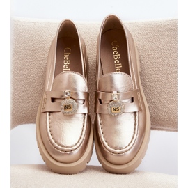 Bőr cipők, mokaszinok CheBello 4291 arany díszítéssel aranysárga 3