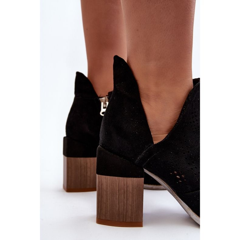 Női áttört bokacsizma, magas sarkú fekete Niartima 1 Női áttört bokacsizma, magas sarkú fekete Niartima 1