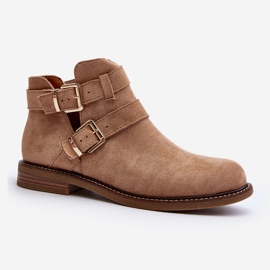 Női lapos csizma pántokkal Bézs Melviana 2