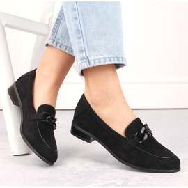 Női velúr áttört magassarkú cipő, fekete Potocki SZ12052 1