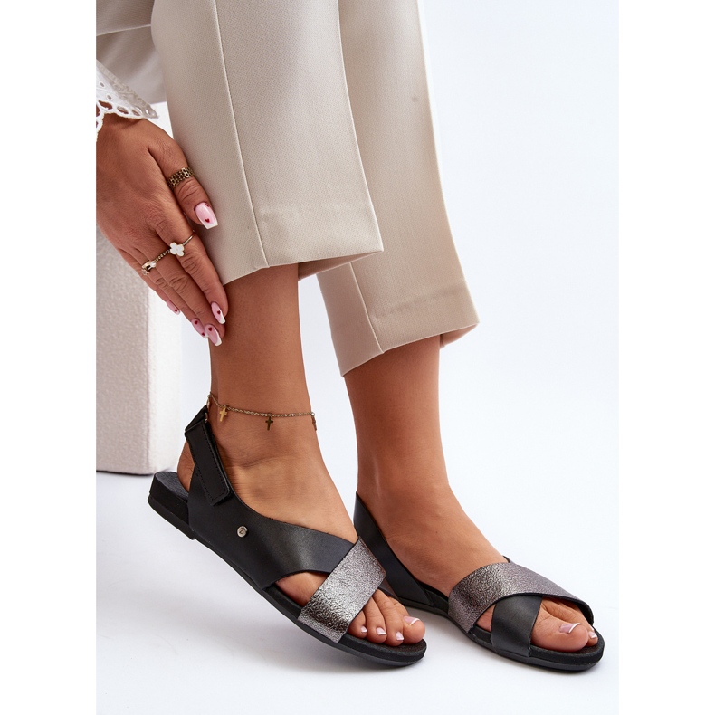 Zazoo 40141 bőr szandál tépőzárral, fekete 1