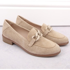 Potocki W WOL211B velúr áttört cipő, bézs 2