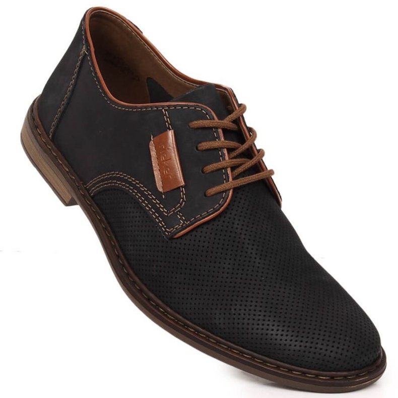 Kényelmes bőrcipő Rieker M RKR576 sötétkék 1