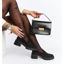 Fekete mokaszinok masszív Parent sarokkal 1