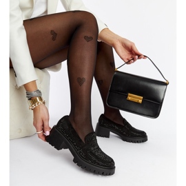 Fekete mokaszinok masszív Parent sarokkal 2