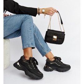 Fekete masszív tornacipő Euklidész strasszokkal 1