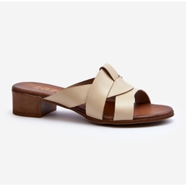 Zazoo 40236 női bőr papucs alacsony sarokkal, bézs 2