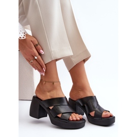 Zazoo 40373 Bőr papucs tömbbel, fekete 2