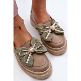 Női bőr mokaszin masnival Laura Messi 2787 bézs 1