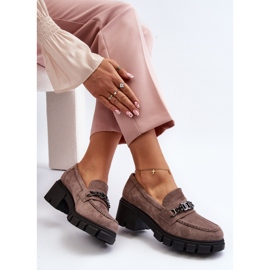 Vinceza Bézs Eriella bézs mokaszin masszív sarkú cipővel 1