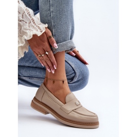 Zazoo 20165 női bőr mokaszin, bézs 1