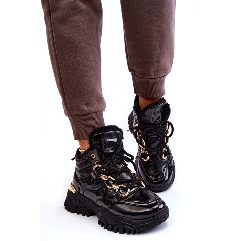 Női szigetelt sportcipő túrázó csizma arany láncfekete 4