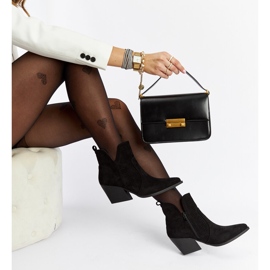 Fekete áttört cowboy csizma Melito sarokkal 1