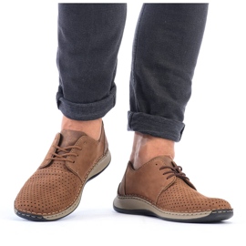 Barna áttört bőr férfi cipő Rieker 05226-24 1