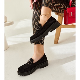 Fekete velúr naplopók Springs csattal 2