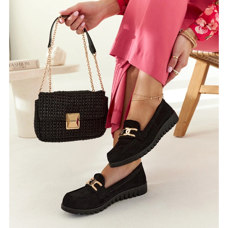 Fekete velúr mokaszinok szárdis csattal 2